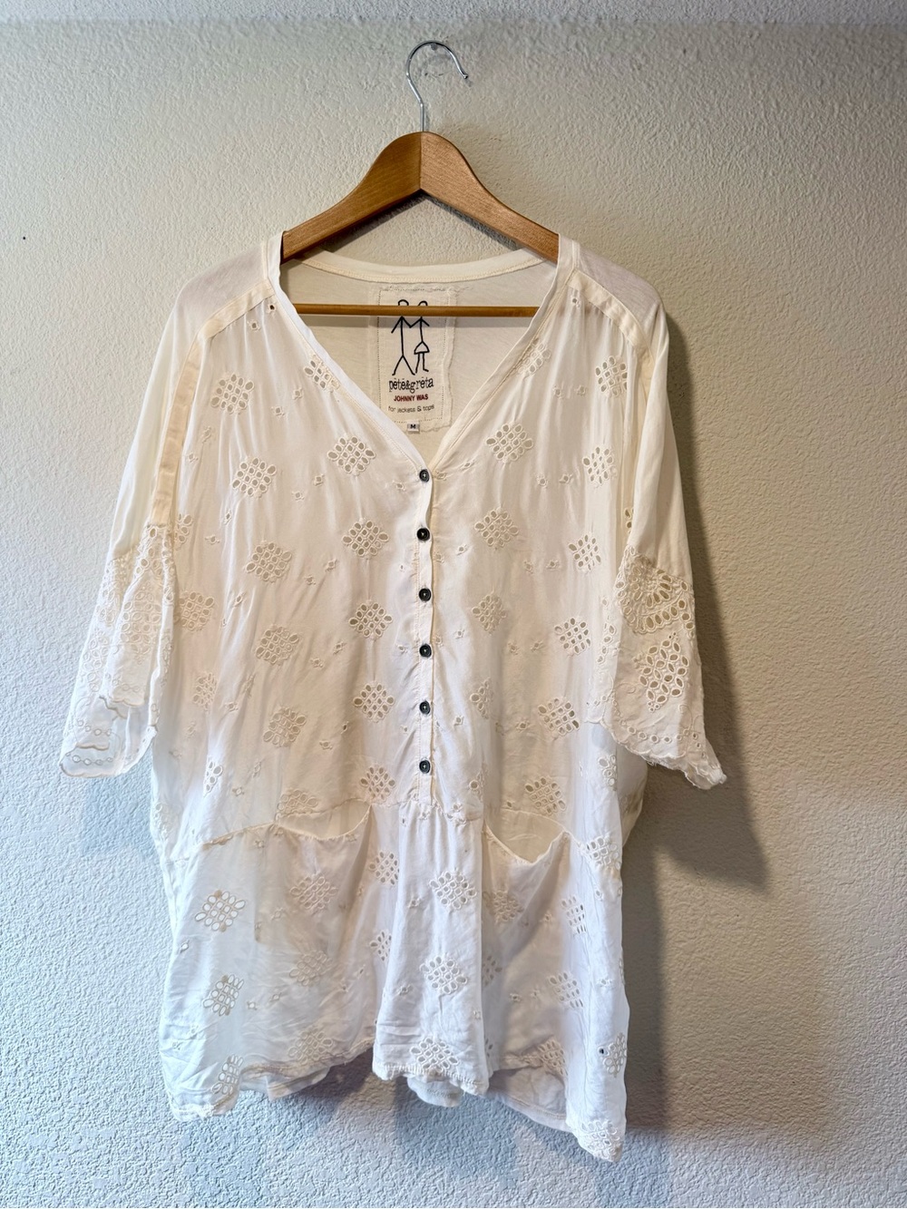 JOHNNY WAS Pete & Greta Silk Eyelet Tunic Top